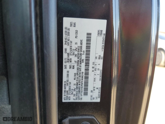 2015 Ford F-150 XLT with VIN 1FTEX1EP0FFA98319, listed as a Copart auction lot 50212915 with 0 mi miles and Clean Title. Bid and sale history available at carsss.com. Image 12.
