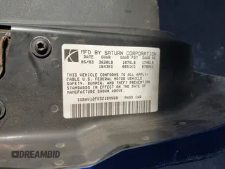 2003 Saturn ION ION 3 z VIN 1G8AV12FX3Z189568, wystawiony jako IAAI lot #41280962 z przebiegiem Nie podano mil oraz . Historia ofert i sprzedaży dostępna na DreamBid. Obrazek 9.