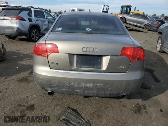 2007 Audi A4 2.0T with VIN WAUAF78E57A222692, listed as a Copart auction lot 43794185 with 159,563 mi miles and Salvage Title. Bid and sale history available at carsss.com. Image 6.