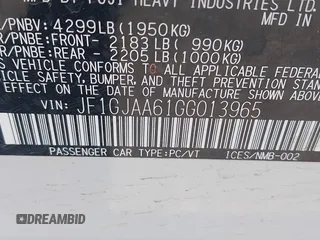 2016 Subaru Impreza z VIN JF1GJAA61GG013965, wystawiony jako IAAI lot #42152624 z przebiegiem 59 584 mil mil oraz . Historia ofert i sprzedaży dostępna na DreamBid. Obrazek 9.