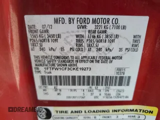 2012 Ford F-150 XL with VIN 1FTFW1CF3CKE19273, listed as a Copart auction lot 44929725 with 86,243 mi miles and Salvage Title. Bid and sale history available at carsss.com. Image 12.