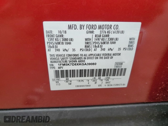 2019 Ford Explorer XLT z VIN 1FM5K7D8XKGA39080, wystawiony jako Copart lot #63707715 z przebiegiem 131 208 mil mil oraz Czysty tytuł • Clean title. Historia ofert i sprzedaży dostępna na DreamBid. Obrazek 13.