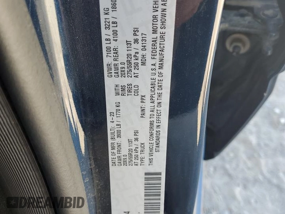 2023 Ram 1500 Big Horn with VIN 1C6SRFBT0PN610994, listed as a Copart auction lot 46251105 with 47,578 mi miles and Salvage Title. Bid and sale history available at carsss.com. Image 14.