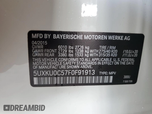2015 BMW X6 sDrive35i with VIN 5UXKU0C57F0F91913, listed as a Copart auction lot 45411803 with 30,145 mi miles. Bid and sale history available at carsss.com. Image 13.