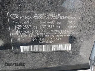 2016 Hyundai Sonata 2.4L with VIN 5NPE24AF7GH313389, listed as a IAAI auction lot 42049855 with 157,366 mi miles and . Bid and sale history available at carsss.com. Image 9.