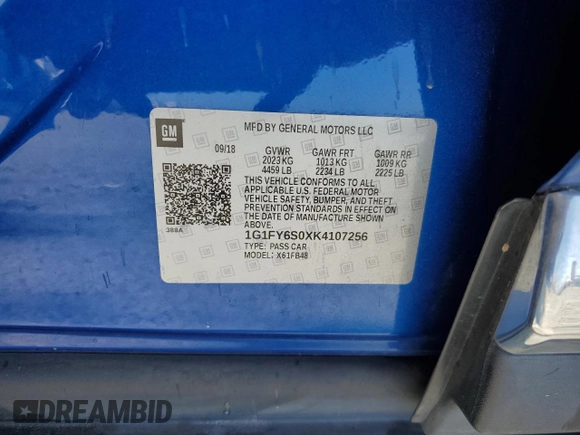 2019 Chevrolet Bolt EV LT z VIN 1G1FY6S0XK4107256, wystawiony jako Copart lot #60689685 z przebiegiem 47 189 mil mil oraz Szkoda całkowita • Salvage title. Historia ofert i sprzedaży dostępna na DreamBid. Obrazek 12.