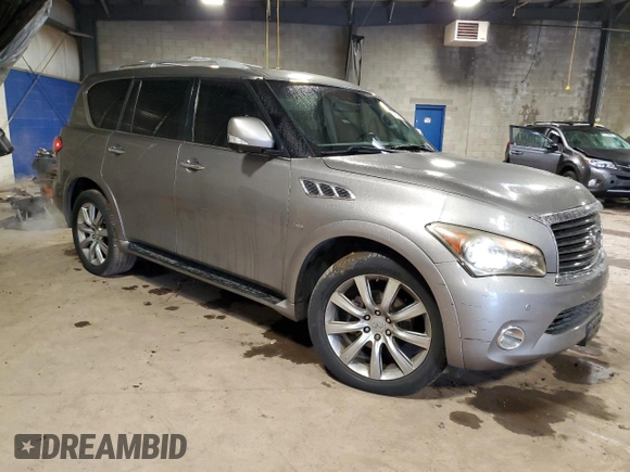 2014 Infiniti QX80 z VIN JN8AZ2NEXE9061907, wystawiony jako Copart lot #57808235 z przebiegiem 146 895 mil mil oraz Szkoda całkowita • Salvage title. Historia ofert i sprzedaży dostępna na DreamBid. Obrazek 4.