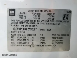 2015 Chevrolet Silverado 1500 Work Truck with VIN 1GCVKPECXFZ192687, listed as a Copart auction lot 87180654 with 219,565 mi miles and Clean Title. Bid and sale history available at carsss.com. Image 12.