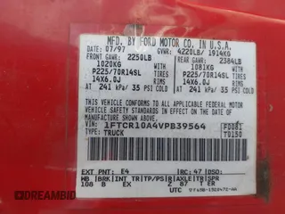 1997 Ford Ranger XLT with VIN 1FTCR10A4VPB39564, listed as a IAAI auction lot 41822728 with 138,568 mi miles. Bid and sale history available at carsss.com. Image 9.