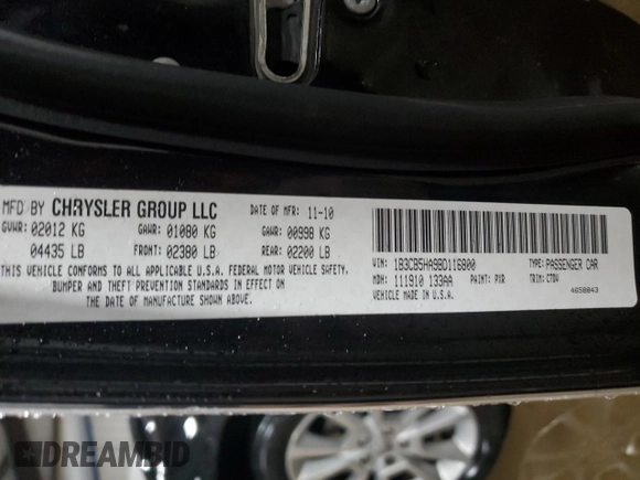 2011 Dodge Caliber Heat with VIN 1B3CB5HA9BD116800, listed as a Copart auction lot 50162915 with 59,629 mi miles and Salvage Title. Bid and sale history available at DreamBid. Image 12.