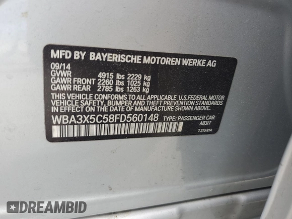 2015 BMW 3 Series 328i Gran Turismo xDrive z VIN WBA3X5C58FD560148, wystawiony jako Copart lot #55765525 z przebiegiem 205 595 mil mil oraz Szkoda całkowita • Salvage title. Historia ofert i sprzedaży dostępna na DreamBid. Obrazek 12.