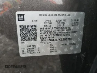 2019 GMC Acadia SLE with VIN 1GKKNRLA7KZ293790, listed as a Copart auction lot 56203925 with 68,729 mi miles and Salvage title. Bid and sale history available at DreamBid. Image 14.