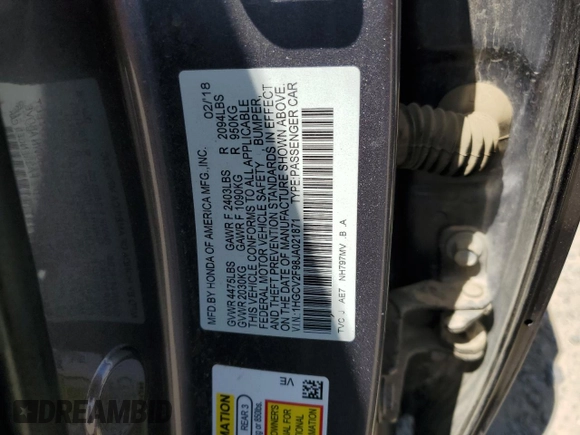 2018 Honda Accord Touring with VIN 1HGCV2F98JA021871, listed as a Copart auction lot 60749095 with 105,824 mi miles and Salvage title. Bid and sale history available at DreamBid. Image 13.