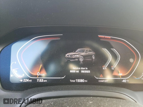 2020 BMW 3 Series 330i xDrive with VIN 3MW5R7J05L8B34304, listed as a Copart auction lot 47511193 with 15,080 mi miles and . Bid and sale history available at DreamBid. Image 9.