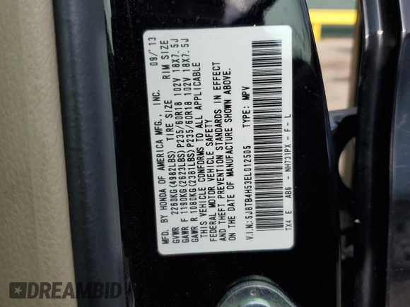 2014 Acura RDX Technology with VIN 5J8TB4H53EL012505, listed as a Copart auction lot 58601745 with 95,818 mi miles and Salvage title. Bid and sale history available at DreamBid. Image 12.