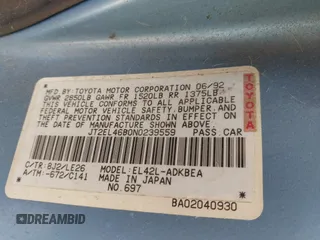 1992 Toyota Tercel z VIN JT2EL46B0N0239559, wystawiony jako IAAI lot #41890594 z przebiegiem 210 767 mil mil oraz . Historia ofert i sprzedaży dostępna na DreamBid. Obrazek 9.