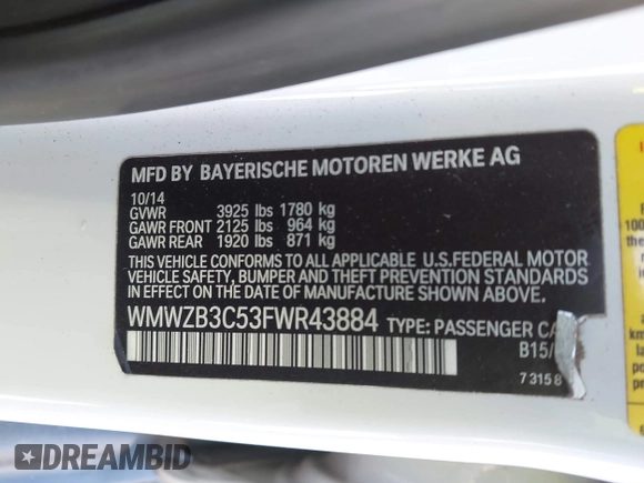 2015 MINI Countryman z VIN WMWZB3C53FWR43884, wystawiony jako IAAI lot #41296213 z przebiegiem 111 934 mil mil oraz . Historia ofert i sprzedaży dostępna na DreamBid. Obrazek 9.