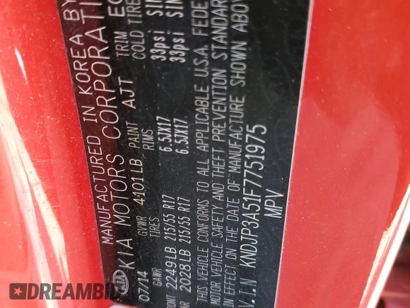 2015 Kia Soul + with VIN KNDJP3A51F7751975, listed as a Copart auction lot 63807743 with Not Provided miles and Salvage Title. Bid and sale history available at DreamBid. Image 12.