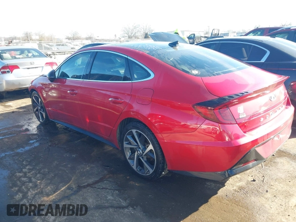 2021 Hyundai Sonata SEL Plus with VIN 5NPEJ4J22MH098175, listed as a IAAI auction lot 41379948 with 78,519 mi miles and . Bid and sale history available at DreamBid. Image 3.