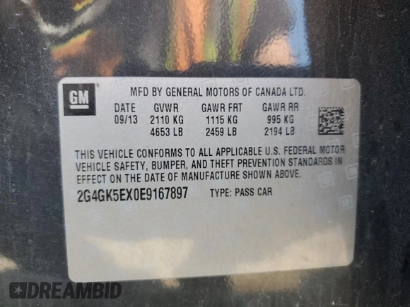 2014 Buick Regal with VIN 2G4GK5EX0E9167897, listed as a Copart auction lot 70189264 with 179,013 mi miles and Clean Title. Bid and sale history available at carsss.com. Image 14.