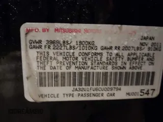 2012 Mitsubishi Lancer DE with VIN JA32U1FU6CU009794, listed as a IAAI auction lot 41727736 with 197,087 mi miles and . Bid and sale history available at DreamBid. Image 9.
