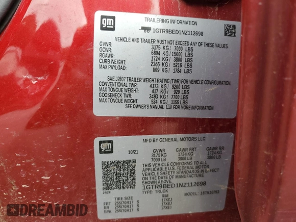 2022 GMC Sierra 1500 Limited SLE with VIN 1GTR9BED1NZ112698, listed as a Copart auction lot 53074144 with 37,216 mi miles and Salvage Title. Bid and sale history available at carsss.com. Image 15.