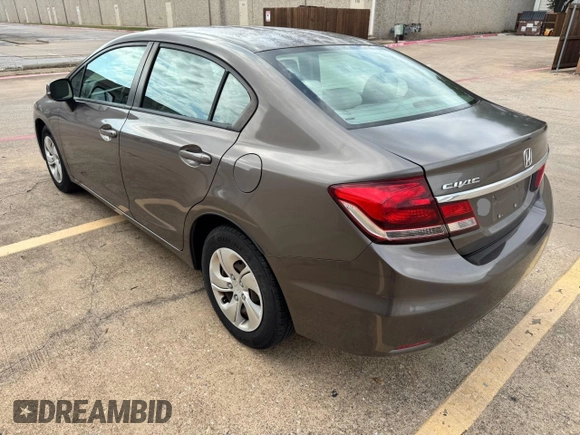 2013 Honda Civic LX with VIN 2HGFB2F56DH580635, listed as a Copart auction lot 59055755 with 52,186 mi miles and Clean title. Bid and sale history available at DreamBid. Image 3.