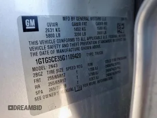 2016 GMC Canyon 2WD SLE with VIN 1GTG5CE35G1109420, listed as a Copart auction lot 51968455 with 117,974 mi miles and Salvage Title. Bid and sale history available at carsss.com. Image 12.
