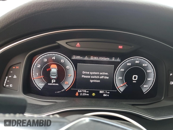 2019 Audi A6 Prestige with VIN WAUM2AF25KN034898, listed as a Copart auction lot 70016982 with 64,778 mi miles. Bid and sale history available at carsss.com. Image 9.