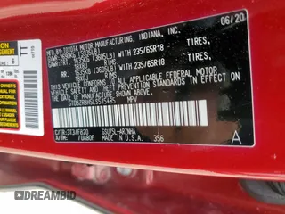 2020 Toyota Highlander LE with VIN 5TDBZRBH5LS515485, listed as a Copart auction lot 62426155 with 100,089 mi miles and Salvage title. Bid and sale history available at DreamBid. Image 13.