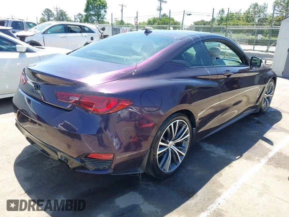 2018 Infiniti Q60 Luxe with VIN JN1EV7EK7JM340821, listed as a IAAI auction lot 42139185 with 59,407 mi miles and . Bid and sale history available at DreamBid. Image 4.