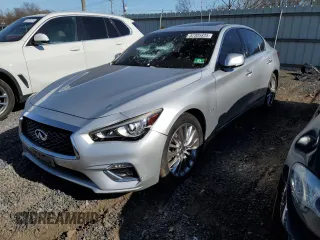 2018 Infiniti Q50 3.0t LUXE with VIN JN1EV7ARXJM431844, listed as a Copart auction lot 52305835 with 50,741 mi miles and Salvage Title. Bid and sale history available at carsss.com. Image 1.