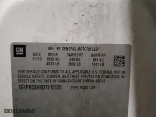 2013 Chevrolet Cruze LS with VIN 1G1PA5SH8D7215126, listed as a Copart auction lot 44766315 with 158,419 mi miles and Clean Title. Bid and sale history available at carsss.com. Image 12.