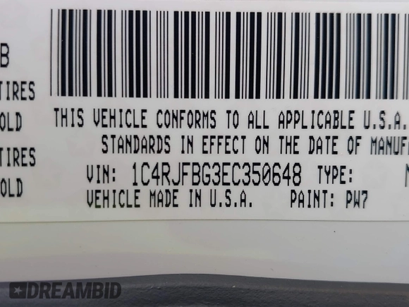 2014 Jeep Grand Cherokee Limited with VIN 1C4RJFBG3EC350648, listed as a IAAI auction lot 42523221 with 125,447 mi miles and . Bid and sale history available at DreamBid. Image 9.