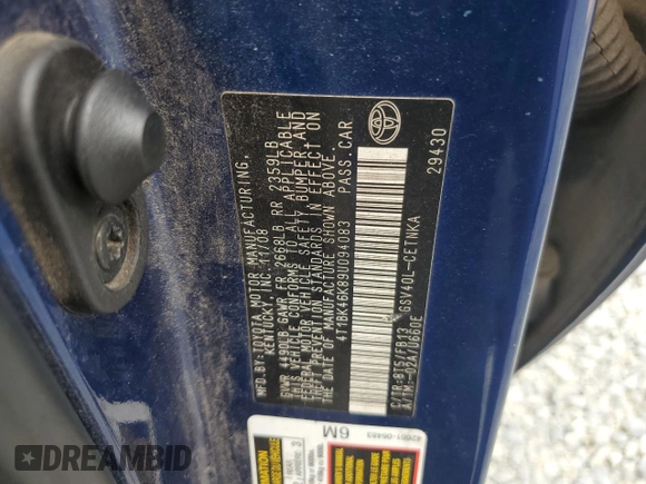 2009 Toyota Camry LE z VIN 4T1BK46K89U094083, wystawiony jako Copart lot #66545434 z przebiegiem 216 901 mil mil oraz Szkoda całkowita • Salvage title. Historia ofert i sprzedaży dostępna na DreamBid. Obrazek 12.