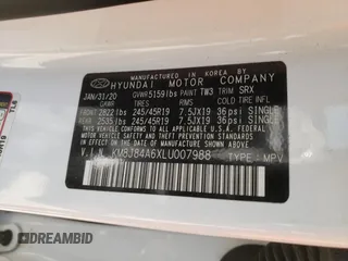 2020 Hyundai NEXO Limited z VIN KM8J84A6XLU007988, wystawiony jako Copart lot #69064464 z przebiegiem 37 029 mil mil oraz Szkody całkowita. Historia ofert i sprzedaży dostępna na DreamBid. Obrazek 13.
