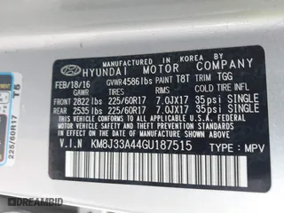 2016 Hyundai Tucson SE with VIN KM8J33A44GU187515, listed as a IAAI auction lot 42015707 with 89,948 mi miles. Bid and sale history available at carsss.com. Image 9.