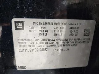 2016 Chevrolet Impala LT z VIN 2G1115S31G9128052, wystawiony jako IAAI lot #42302597 z przebiegiem 120 590 mil mil oraz . Historia ofert i sprzedaży dostępna na DreamBid. Obrazek 9.