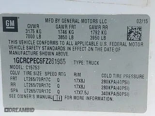 2015 Chevrolet Silverado 1500 LS with VIN 1GCRCPEC6FZ261955, listed as a IAAI auction lot 42051608 with 190,398 mi miles. Bid and sale history available at carsss.com. Image 9.