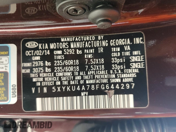 2015 Kia Sorento EX with VIN 5XYKU4A78FG644297, listed as a Copart auction lot 85431194 with 151,279 mi miles and Salvage Title. Bid and sale history available at carsss.com. Image 13.