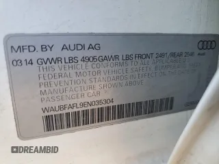 2014 Audi A4 Premium с VIN WAUBFAFL9EN035304, выставлен на аукционе Copart как лот 50780265 с пробегом 123 464 миль миль и Чистый • Clean title. История ставок и продаж доступна на DreamBid. Изображение 15.