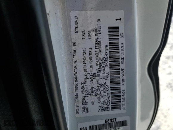 2020 Toyota Tacoma SR with VIN 5TFRX5GN4LX165322, listed as a Copart auction lot 53404375 with 145,609 mi miles and Clean Title. Bid and sale history available at DreamBid. Image 12.