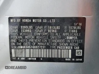2016 Honda Fit LX z VIN JHMGK5H51GX027231, wystawiony jako Copart lot #46330645 z przebiegiem 143 495 mil mil oraz Szkoda całkowita • Salvage title. Historia ofert i sprzedaży dostępna na DreamBid. Obrazek 13.