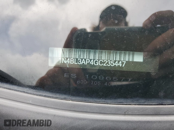 2016 Nissan Altima SL with VIN 1N4BL3AP4GC235447, listed as a Copart auction lot 60591535 with 92,146 mi miles and Salvage title. Bid and sale history available at DreamBid. Image 12.