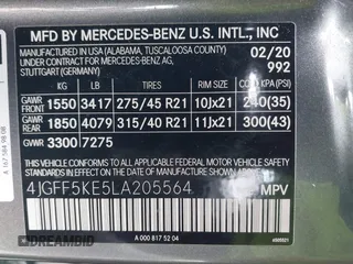 2020 Mercedes-Benz GLS with VIN 4JGFF5KE5LA205564, listed as a IAAI auction lot 41619938 with 63,912 mi miles. Bid and sale history available at carsss.com. Image 9.
