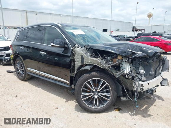 2020 Infiniti QX60 Pure with VIN 5N1DL0MM3LC524411, listed as a IAAI auction lot 42292734 with 51,221 mi miles and . Bid and sale history available at DreamBid. Image 1.