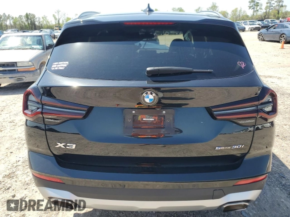 2023 BMW X3 sDrive30i with VIN 5UX43DP01P9R45761, listed as a Copart auction lot 50195075 with Not Provided miles and Salvage Title. Bid and sale history available at DreamBid. Image 6.