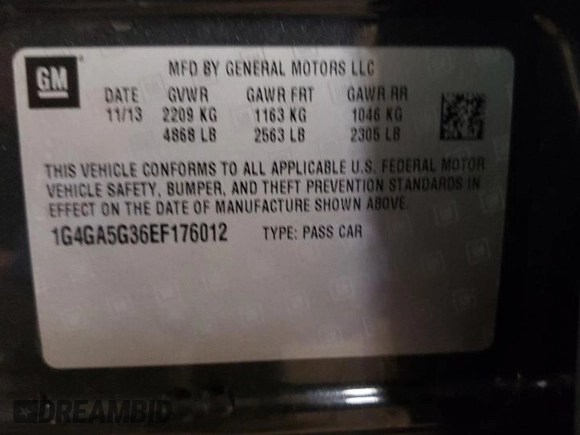 2014 Buick LaCrosse with VIN 1G4GA5G36EF176012, listed as a Copart auction lot 49956695 with 125,399 mi miles and Non repairable. Bid and sale history available at DreamBid. Image 12.