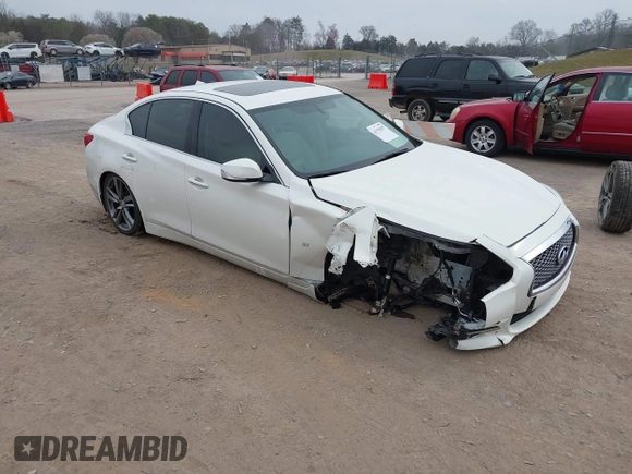 2015 Infiniti Q50 Premium with VIN JN1BV7AP3FM349396, listed as a IAAI auction lot 41793057 with 133,372 mi miles. Bid and sale history available at carsss.com. Image 1.