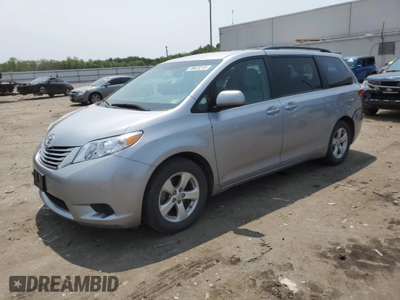 2015 Toyota Sienna LE AAS с VIN 5TDKK3DC2FS546152, выставлен на аукционе Copart как лот 59023215 с пробегом 78 583 миль миль и Списание • Salvage title. История ставок и продаж доступна на DreamBid. Изображение 1.